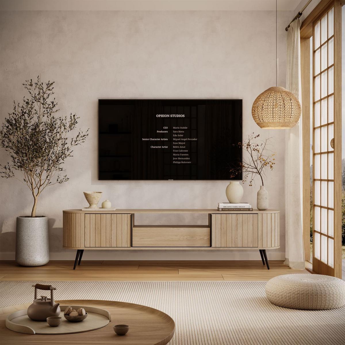 TV-SCHRANK WILLOW mit Schiebefronten - Eichefarben, Holzwerkstoff (196/51/40cm) - Lookway