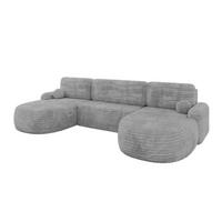 WOHNLANDSCHAFT mit Schlaffunktion und Bettkasten LIRA-U - 335x172x89 Hellgrau - Hellgrau, Holzwerkstoff/Textil (335/89/172cm) - ALTDECOR