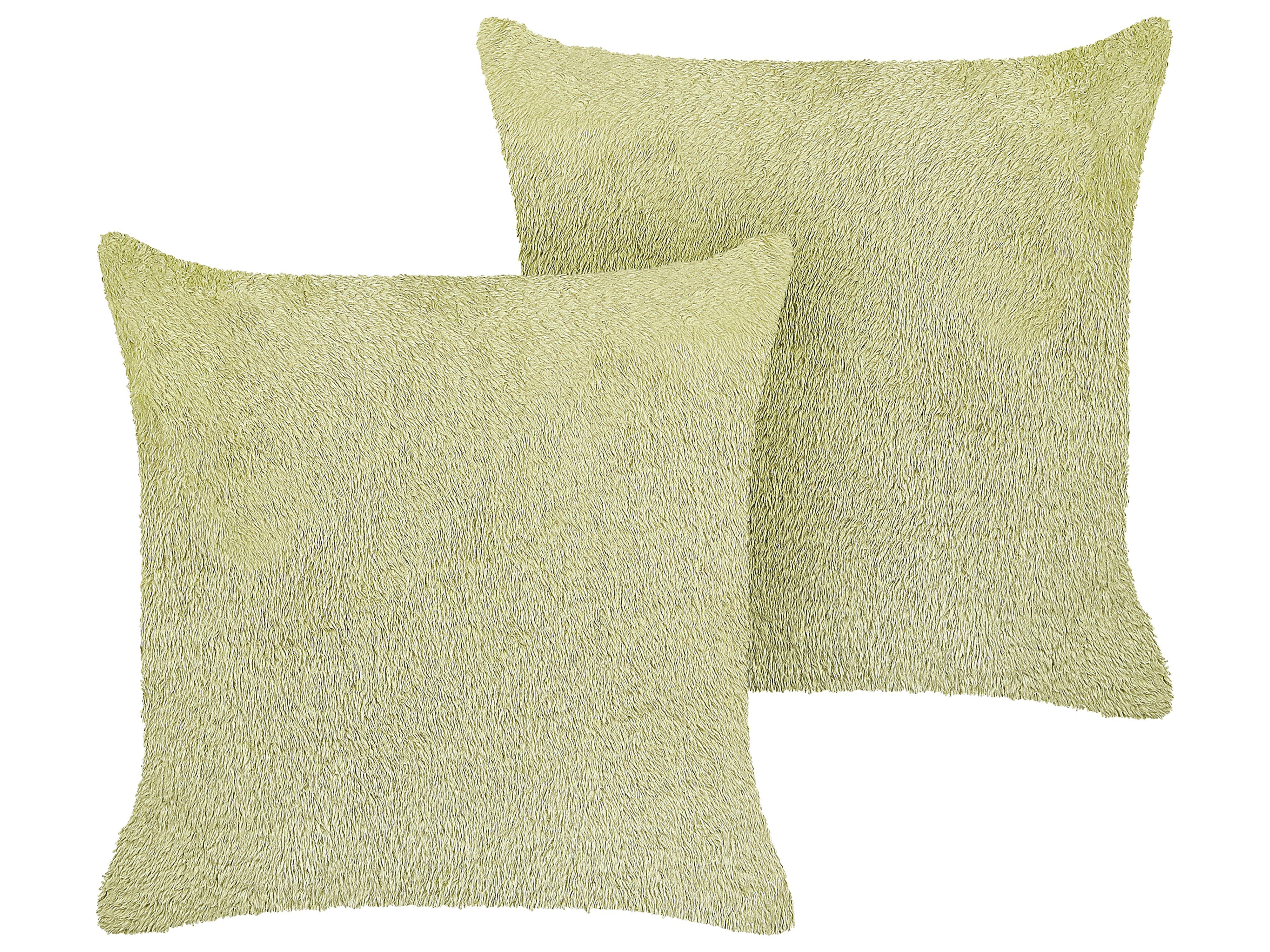DEKOKISSEN 2er-Set Hellgrün 45/45 cm Pilea - Hellgrün, Textil (45/45cm) - Beliani