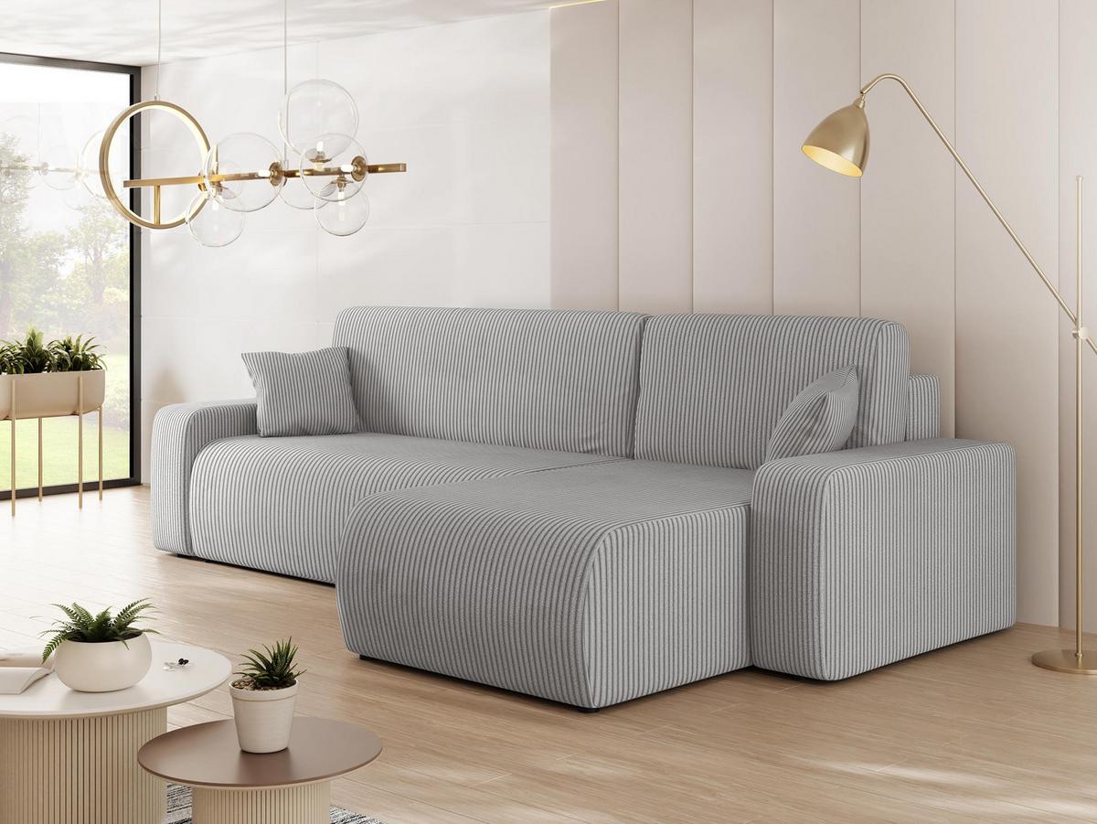 ECKSOFA Piano L Cord - Hellgrau/Schwarz, Holz/Kunststoff (244/145cm) - MIRJAN24