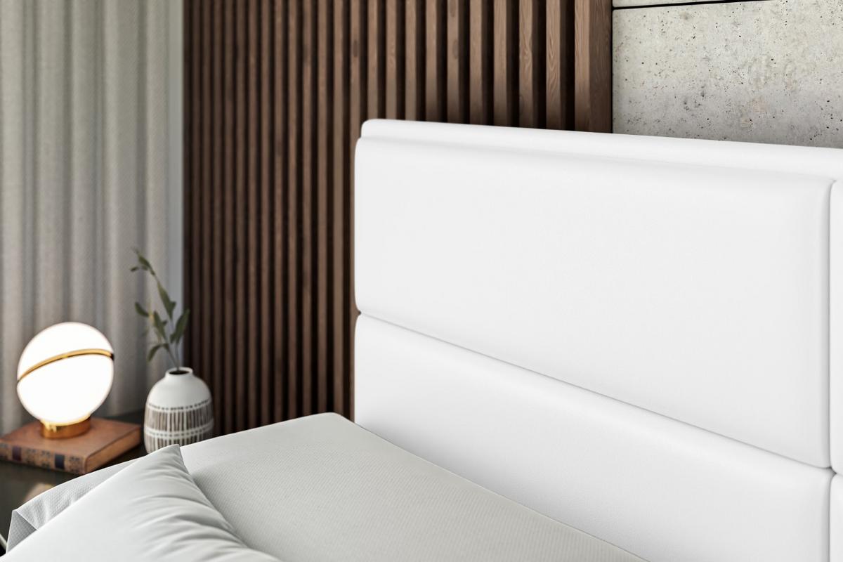 BOXSPRINGBETT AURA-Z KING - 140 x 200 - H3/H4 - Weiß Hochglanz - Weiß Hochglanz, Holzwerkstoff (140/200cm) - ALTDECOR