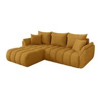 ECKSOFA mit Schlaffunktion Ottomane Links TOKO-L-v1 277x194x86 Senfgelb Cord - Dunkelgelb/Schwarz, Holzwerkstoff/Kunststoff (277/194cm) - ALTDECOR