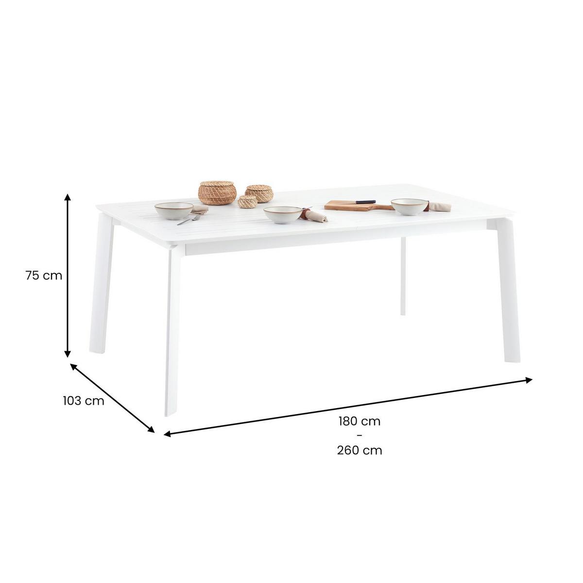 GARTENTISCH VERANO weiß - Weiß, Metall (103/180/75cm) - IDIMEX