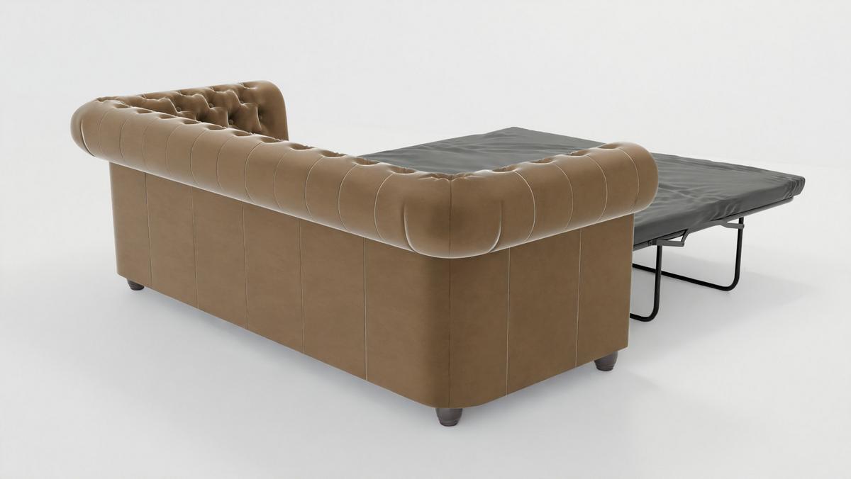 CHESTERFIELD-SOFA 3-Sitzer mit Schlaffunktion Nyx Beige Samt - Beige/Braun, Holz/Textil (203/28/86cm) - S-Style Möbel