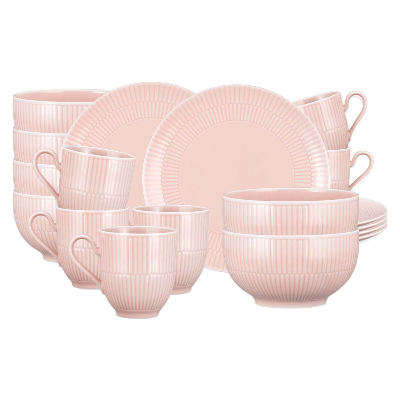 FRÜHSTÜCKS-SET Amina Rosé 18-tlg. - Rosa, Keramik (2/2/2cm) - Seltmann Weiden