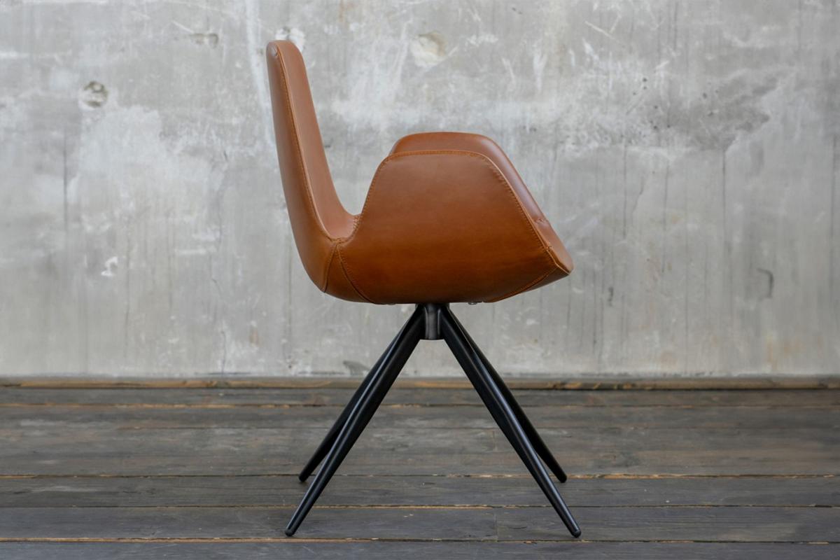 DREHSTUHL QUEN Braun Kunstleder Drehbar (180°) - Braun, Leder (55/82/55cm) - KAWOLA