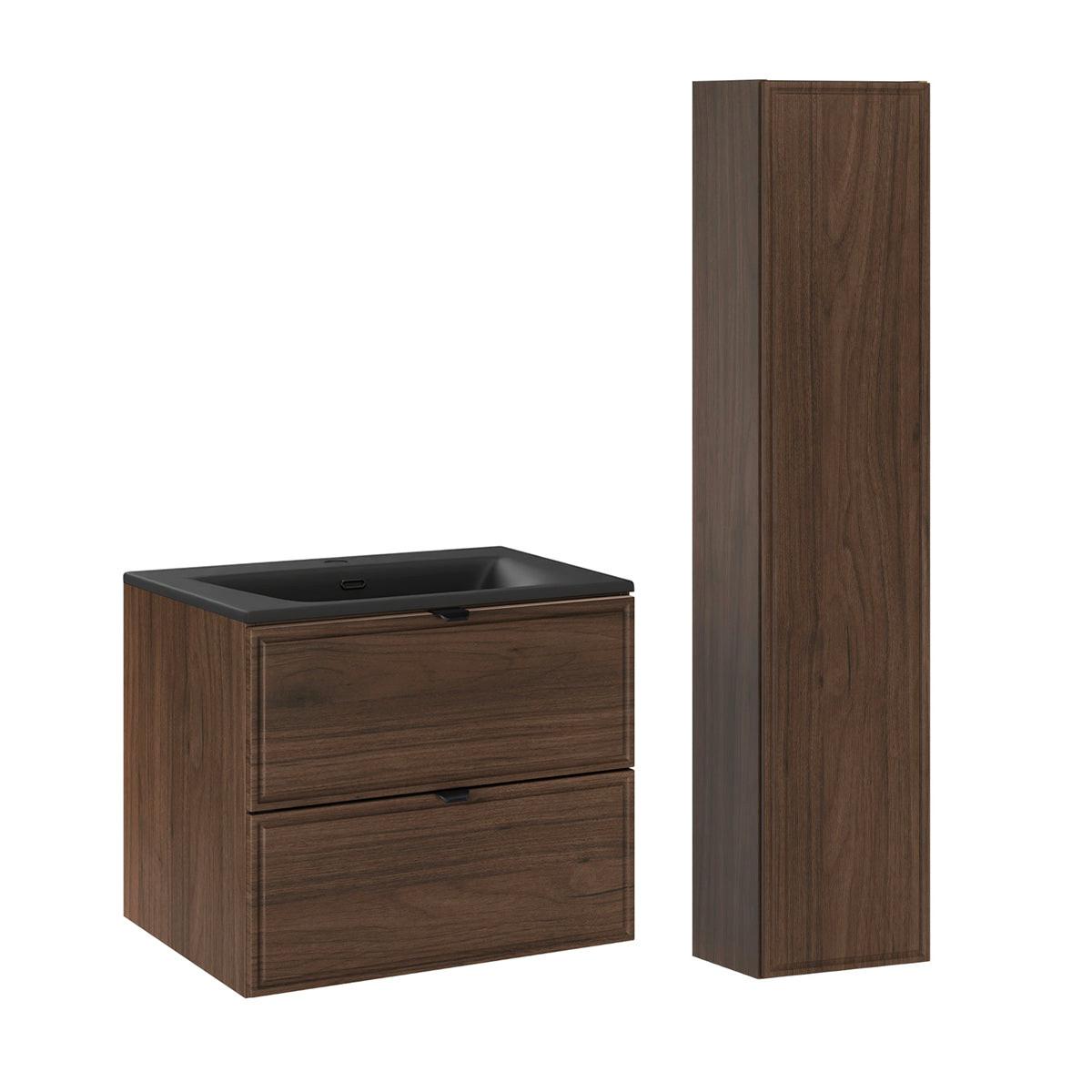 BADMÖBEL 61cm Elias 2er-Set Dunkles Holz - Braun, Holzwerkstoff (61/50/46cm) - Petits-meubles