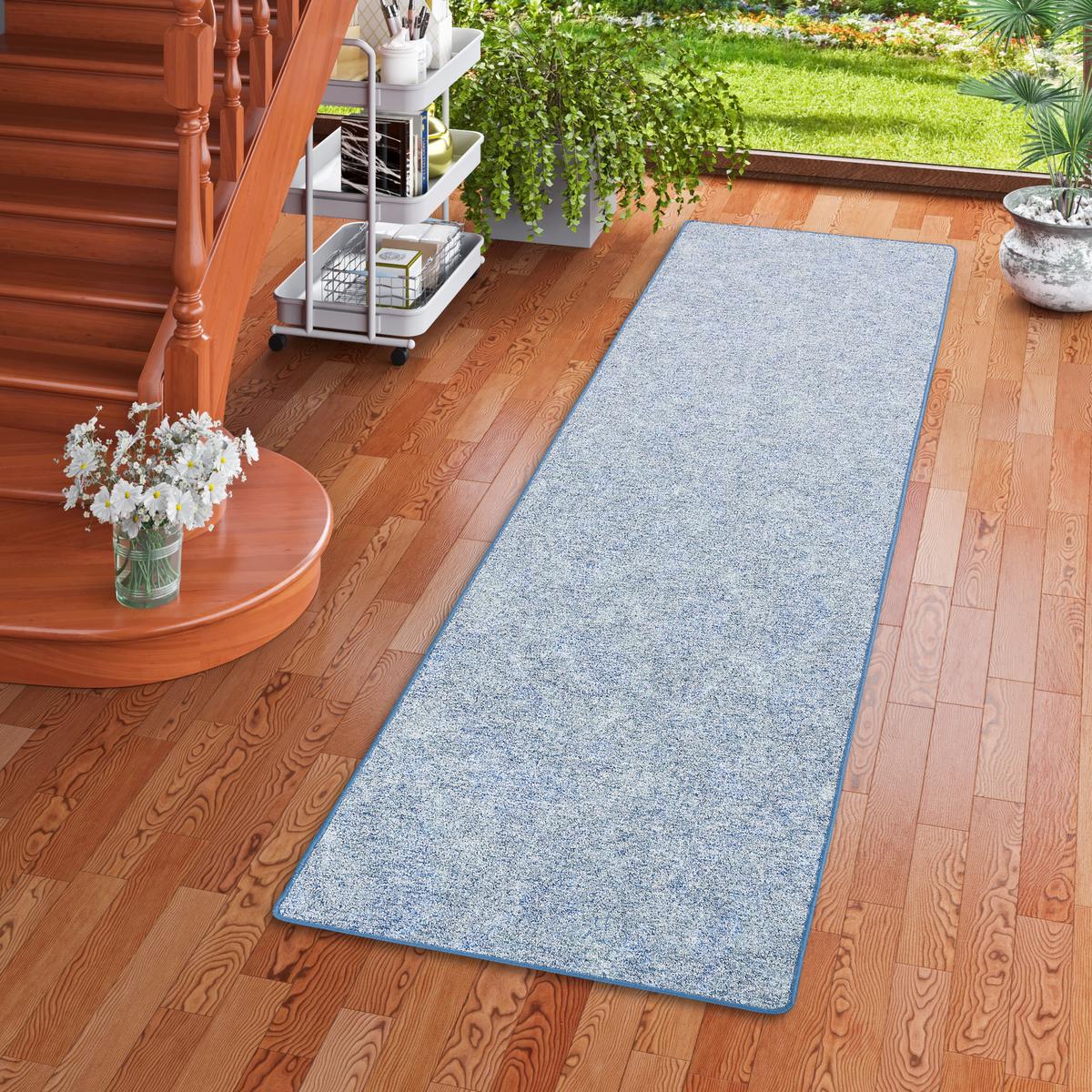 SCHLINGENTEPPICH MEMORY MELIERT LÄUFER - Blau, Textil (100/200cm) - Snapstyle