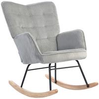 SCHAUKELSTUHL, Schaukelsessel mit Kordoptik, Armlehne für Wohnzimmer, Hellgrau - Hellgrau/Naturfarben, Buchenholz/Textil (98/101/71cm) - HOMCOM