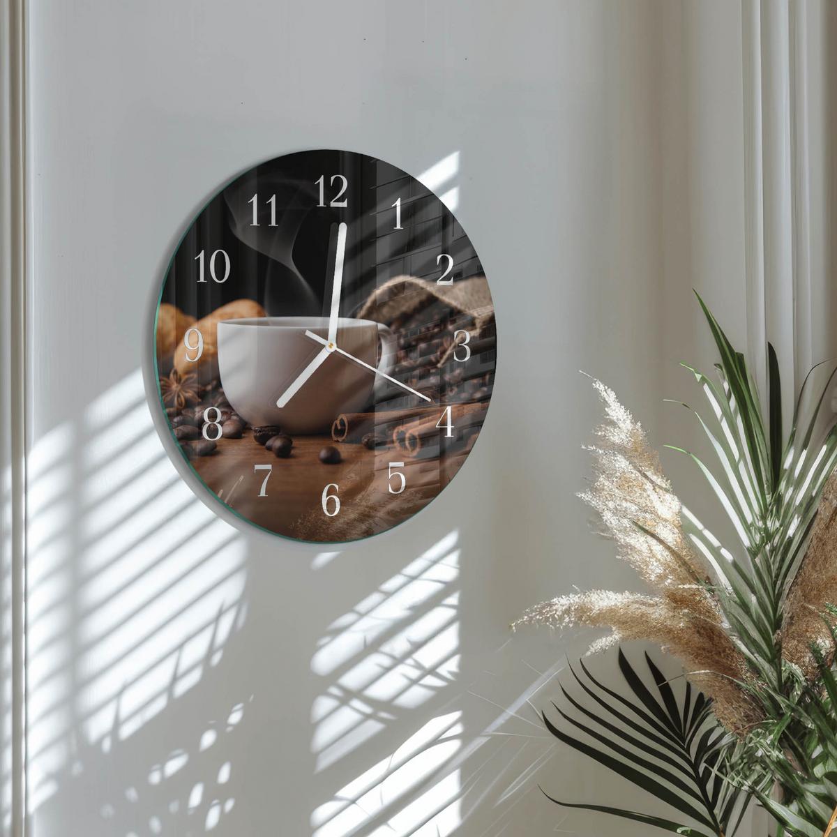 WANDUHR aus Glas Ø30 cm - Kaffee - Braun, Glas (30/30/0.4cm) - TULUP