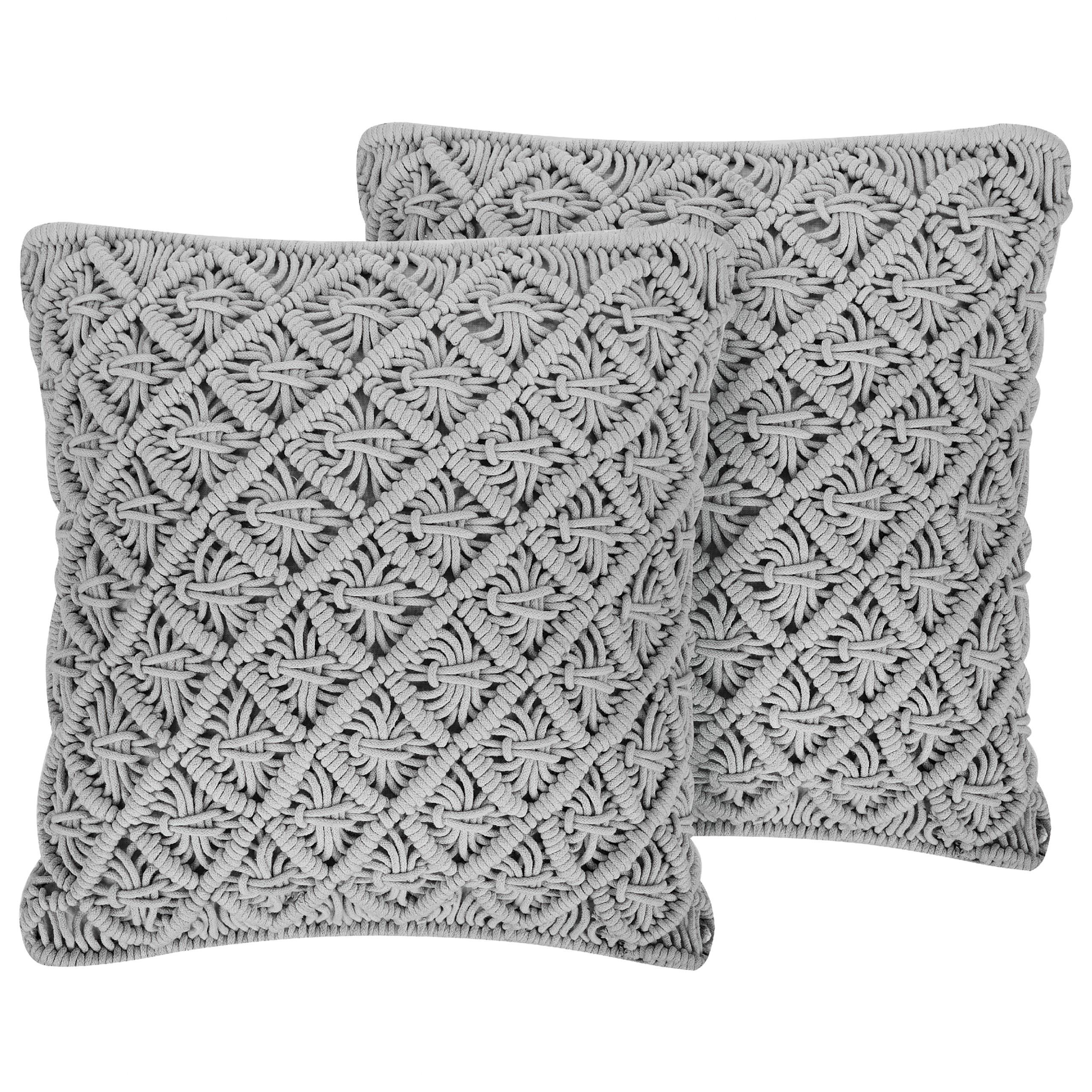 DEKOKISSEN 2er-Set Grau 40/45 cm Kizkalesi - Grau, Naturmaterialien (45/40cm) - Beliani