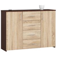 KOMMODE Dunkelbraun, Eiche Sonoma 80/110/35 - Dunkelbraun, Holzwerkstoff (110/80/35cm) - RAUMHIRSCH FURNITURE