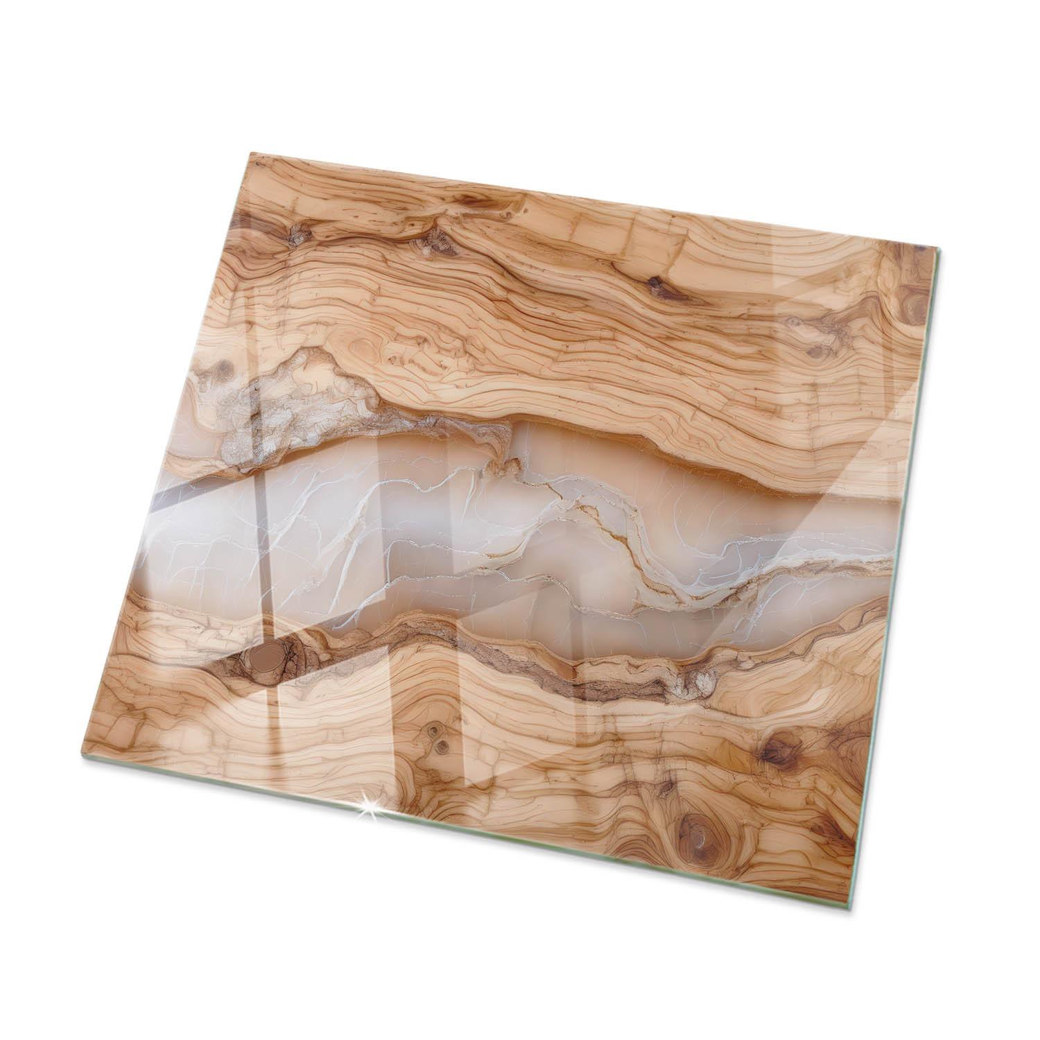 TISCHPLATTE 50x50 cm Naturholz mit Harz - Hellbraun, Glas (0.4/50/50cm) - TULUP