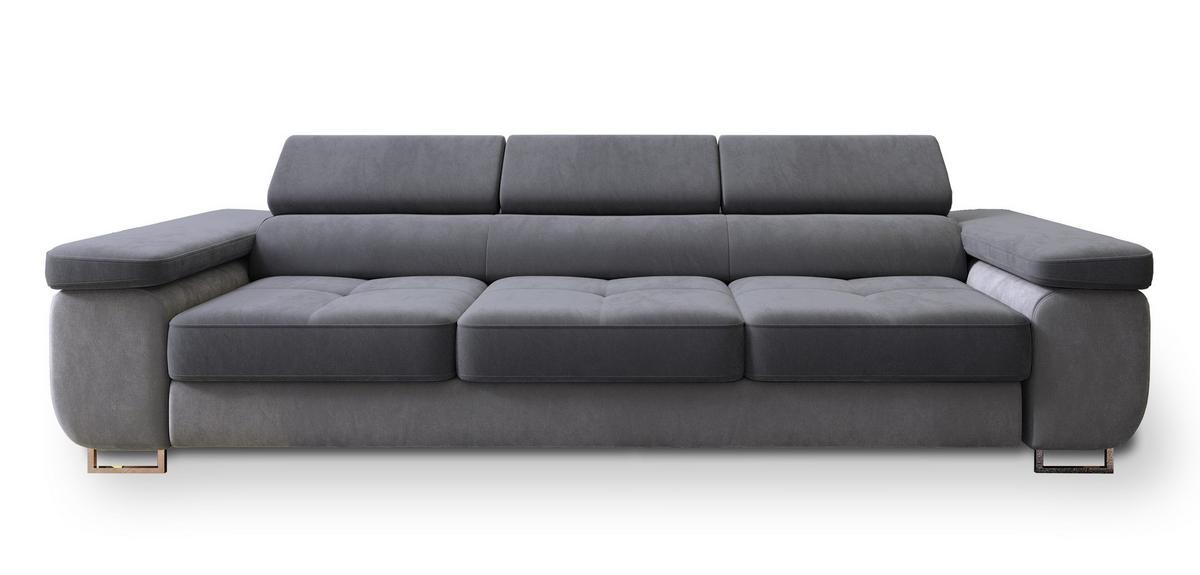 SCHLAFSOFA MOSINE Grau Velours-Stoff mit Schlaffunktion - Hellgrau/Grau, Holz (276/98/87cm) - MASSENO