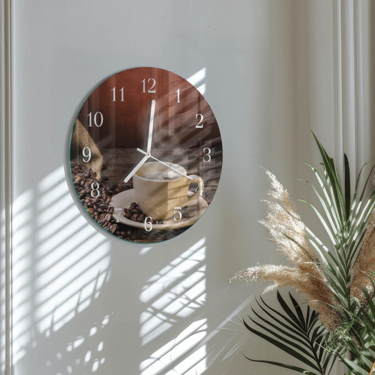 WANDUHR aus Glas Ø30 cm - Kaffee - Braun, Glas (30/30/0.4cm) - TULUP