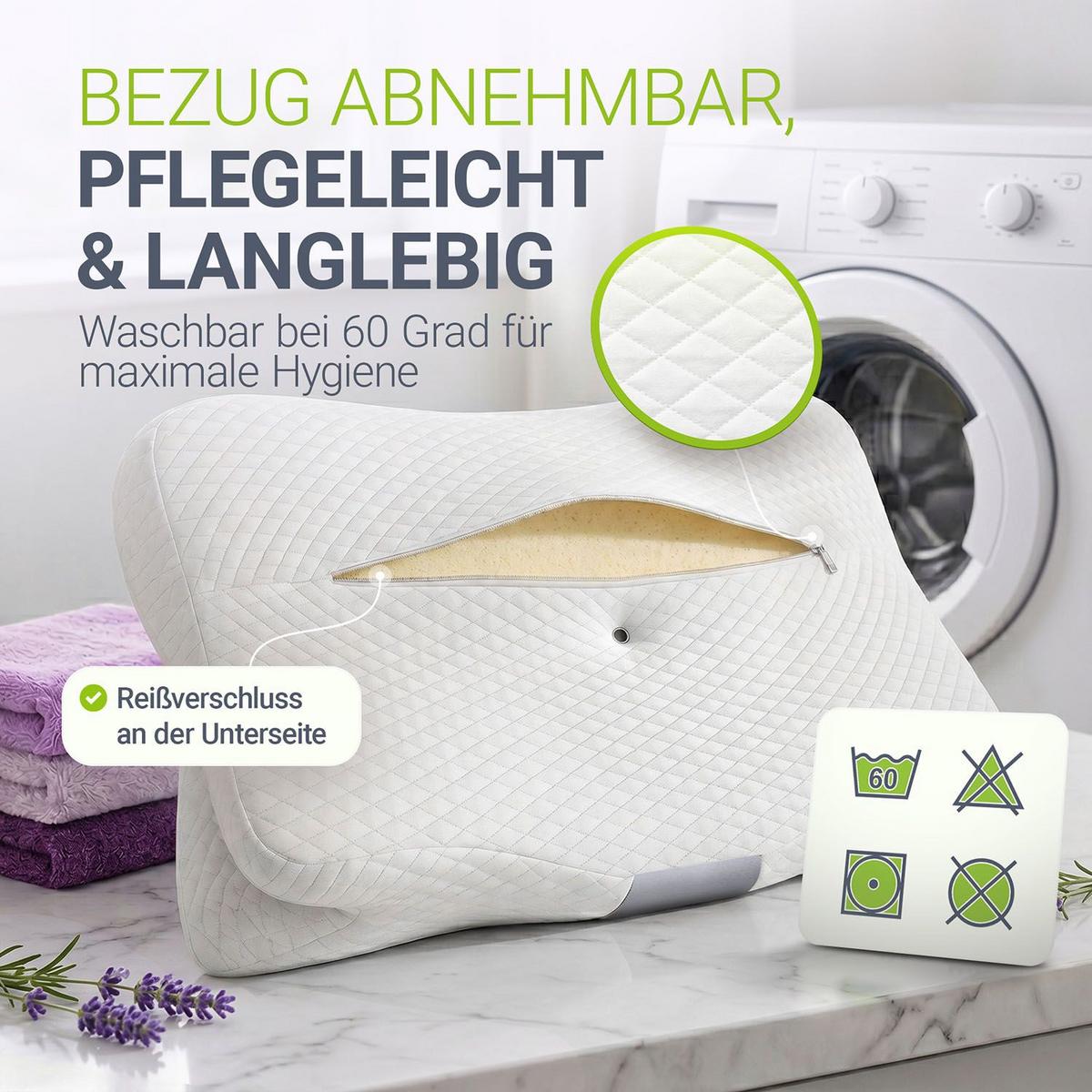 NACKENKISSEN weiß / grau (1er-Set) - Weiß, Textil (41/63cm) - Juskys