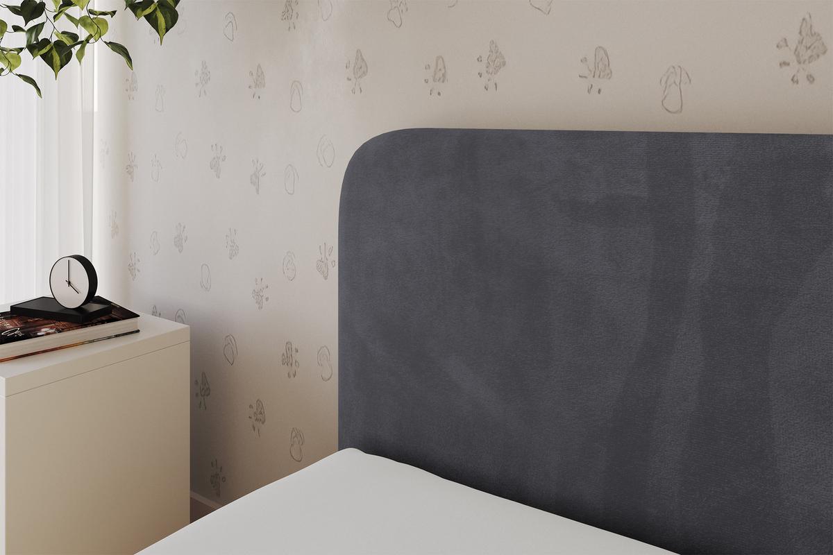 EINZELLBETT Jugendbett mit Bettkasten, Rechts - ALVY 90x200 Dunkelgrau - Dunkelgrau, Holzwerkstoff/Textil (90/200cm) - ALTDECOR