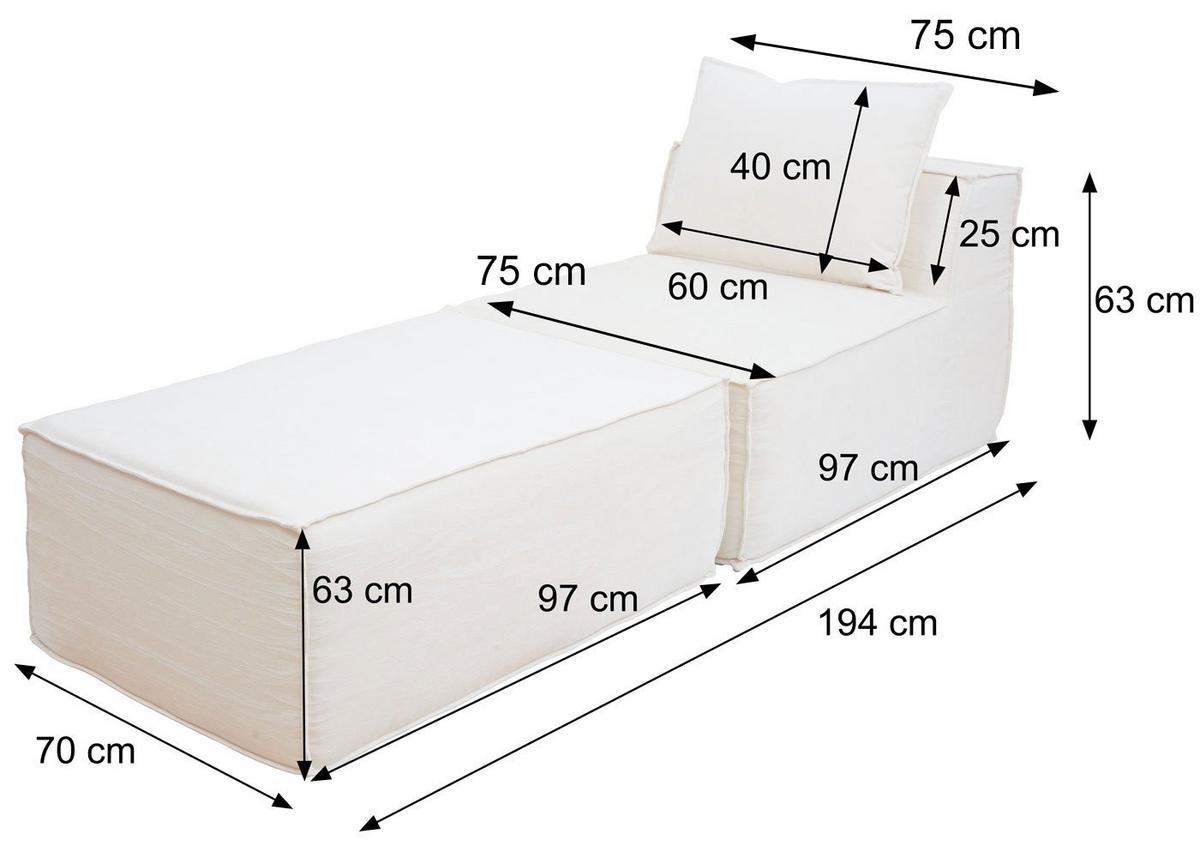 CHAISELONGUE Grün - Grün, Textil (75/63/194cm) - MCW