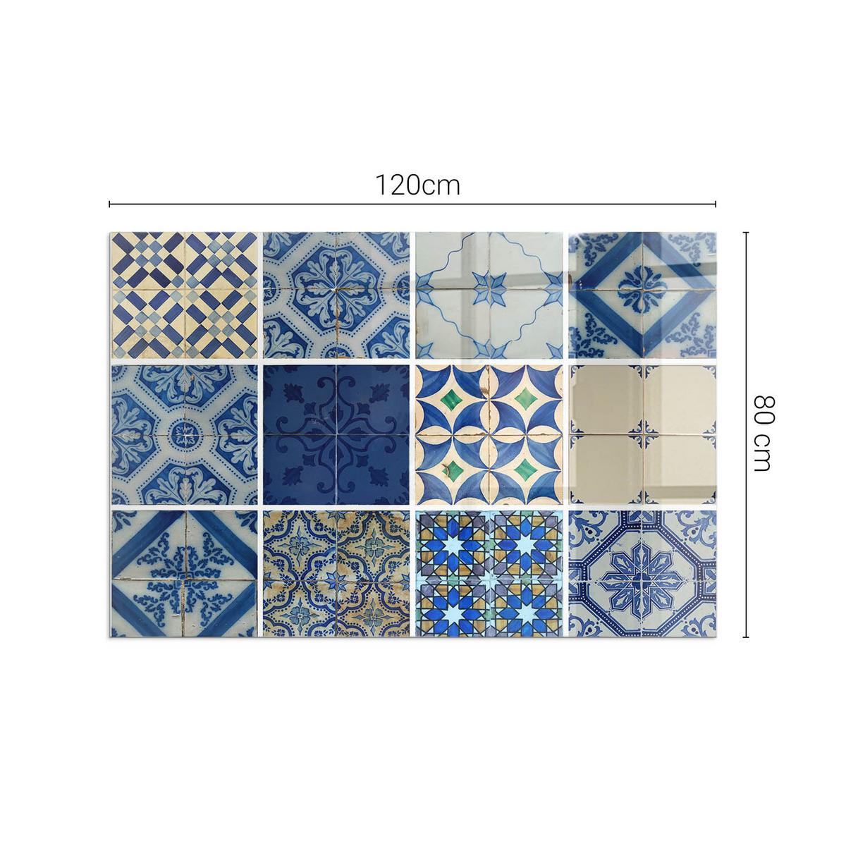 GLASPLATTE für Kamin 120x80 cm - Blau, Glas (120/80/0.4cm) - TULUP