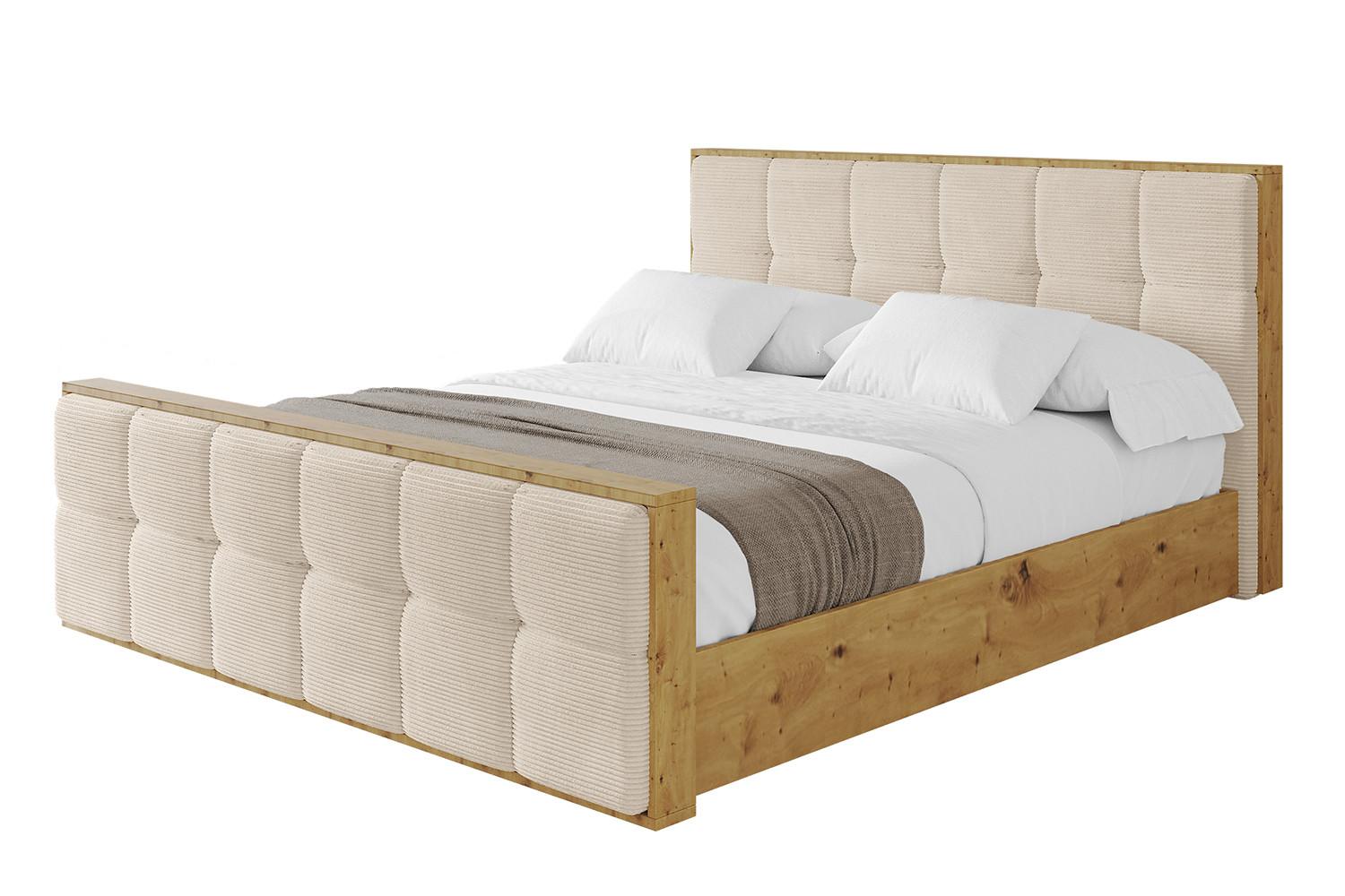 POLSTERBETT mit Bettkasten, Fußteil und Lattenrost, Boxbett ohne Matratze - ENZO7-Z 200x200 - Creme, Holzwerkstoff/Textil (200/200cm) - ALTDECOR