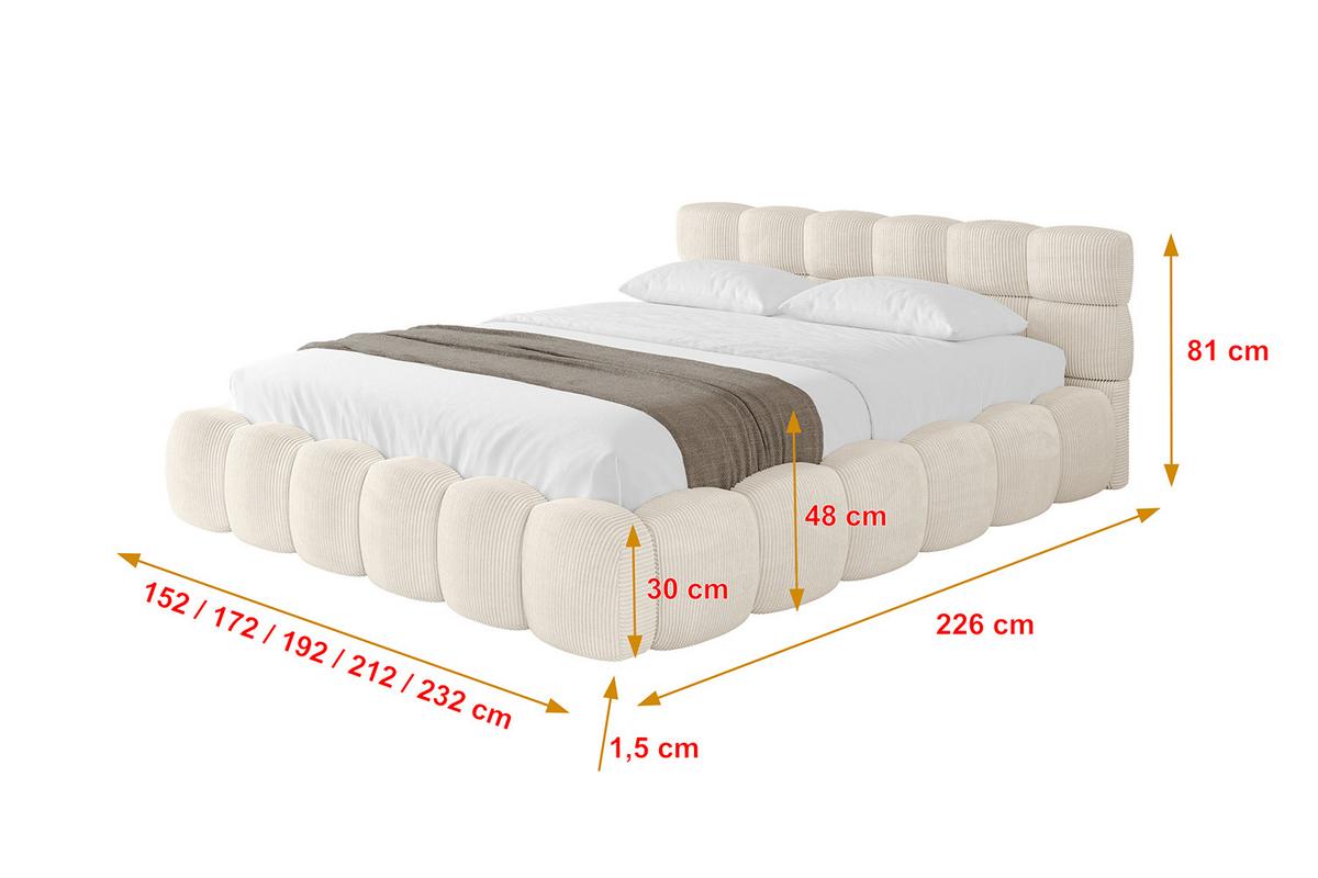 POLSTERBETT mit Bettkasten und Lattenrost, Bett mit Matratze H3/H4 - LEYA-v1 180x200 Beige - Beige, Holzwerkstoff/Textil (180/200cm) - ALTDECOR