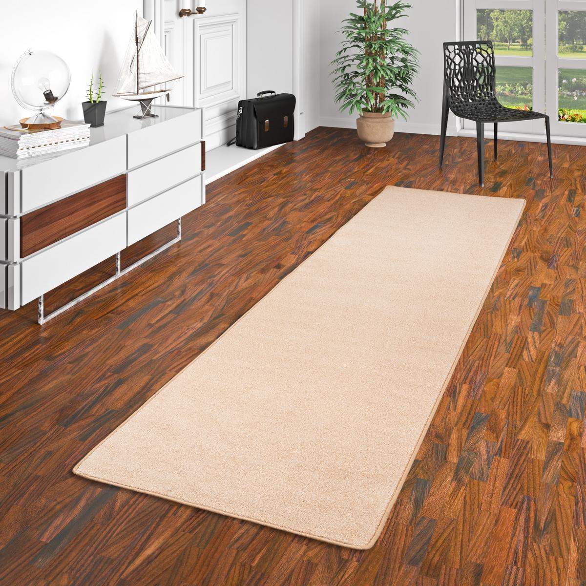 TREND VELOURS LÄUFER TEPPICH JOY - Beige, Textil (80/320cm) - Snapstyle