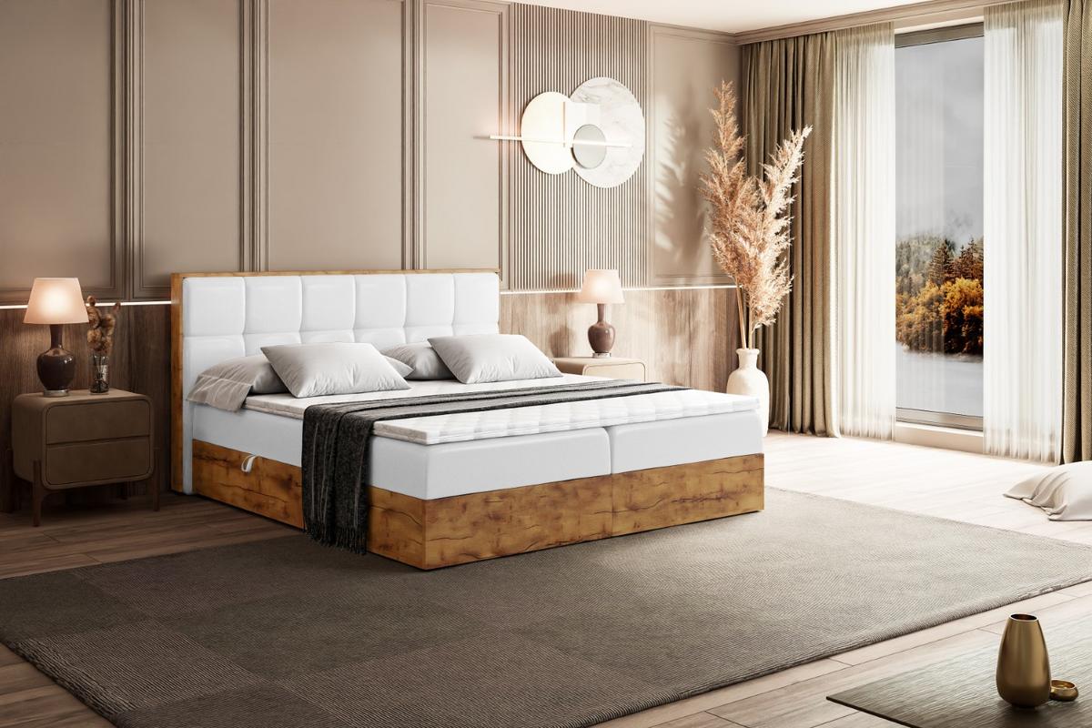 BOXBETT mit Matratze H3 und Lattenrost - LOLLI7 - 180x200 - Weiß Hochglanz - Weiß, Holzwerkstoff/Kunststoff (180/200cm) - ALTDECOR