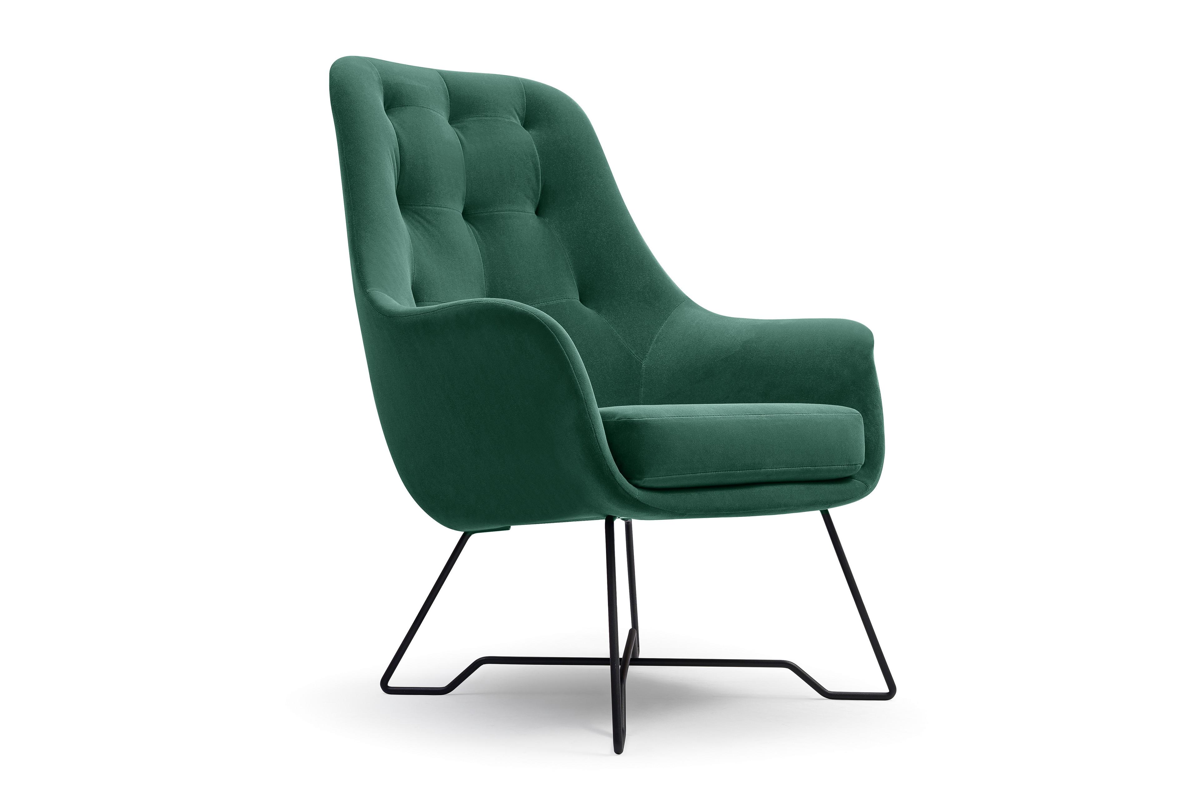 SESSEL SEDUTA, Modern Polstersessel Loungesessel, Velours-Stoff Grün - Grün, Holz/Metall (72.5/101.5/83cm) - MASSENO