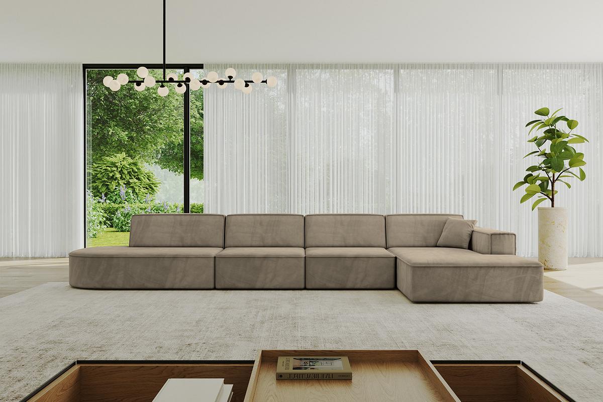 ECKSOFA Ottomane Rechts IREA-L3-v4 - 413x171x79 cm Braun - Braun, Holzwerkstoff/Textil (171/413cm) - ALTDECOR