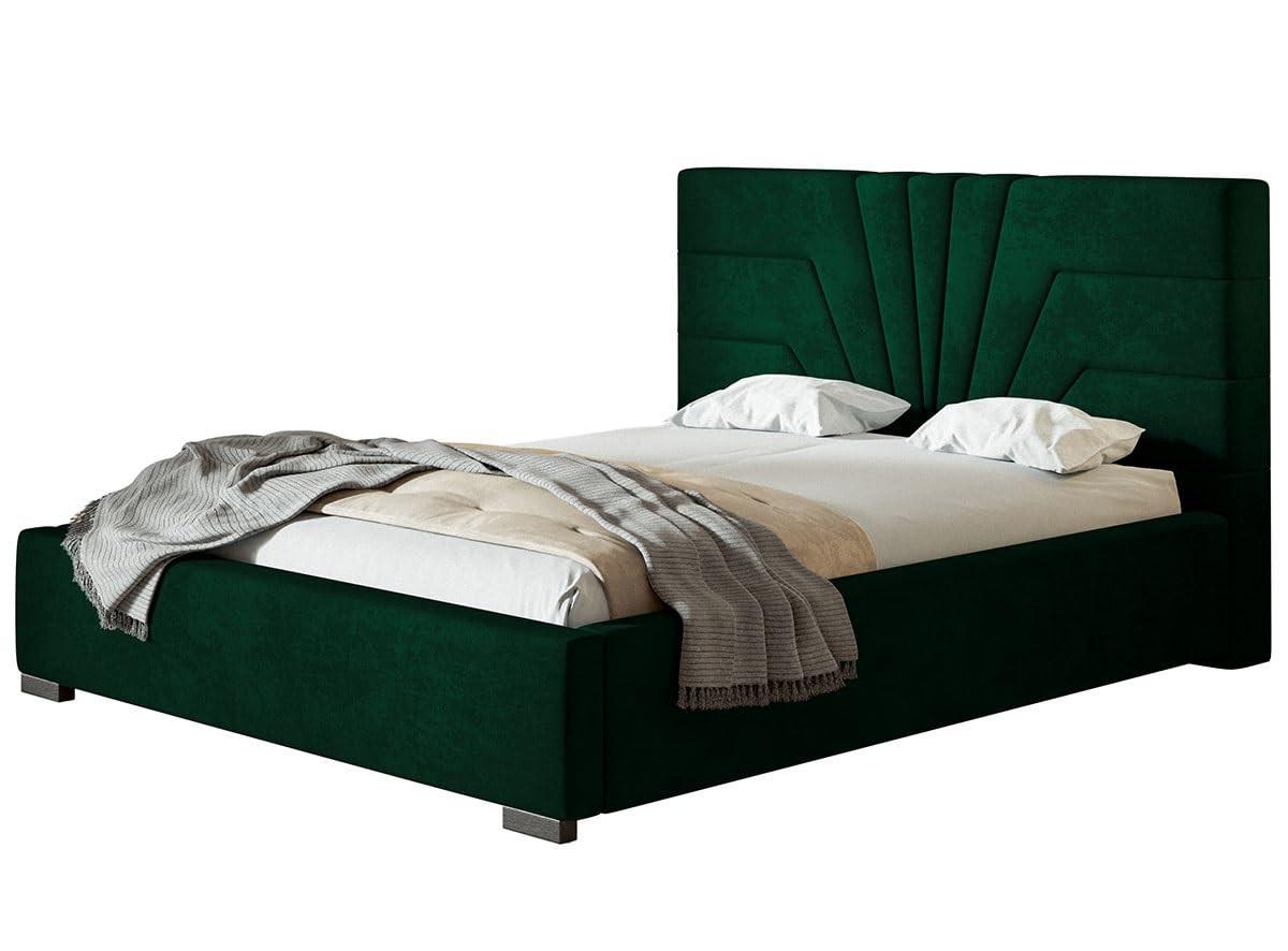 POLSTERBETT Athene mit Kopfteil, 120x200 cm, Doppelbett mit Bettkasten und Lattenrost aus Holz, Velourstoff Grün - Grün, Holz/Textil (120/200cm) - Alpi-Möbel