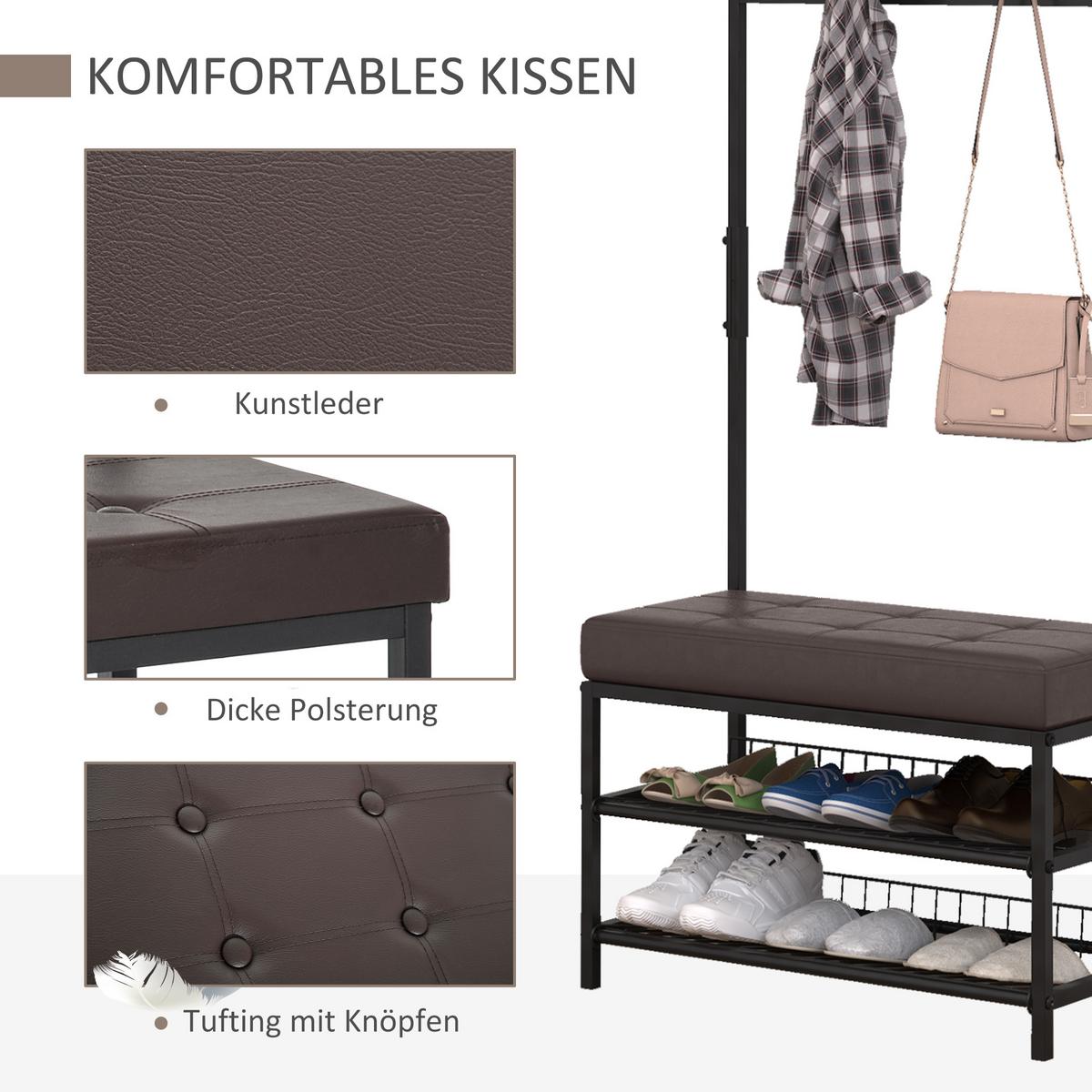 GARDEROBENSTÄNDER - Braun, Metall (72.5/180/35cm) - HOMCOM