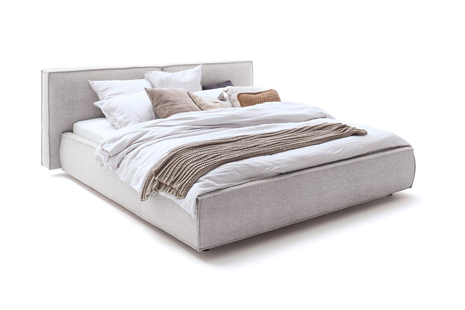 POLSTERBETT CARLO Hellgrau Flachgewebe - Hellgrau, Textil (160/200cm) - KAWOLA