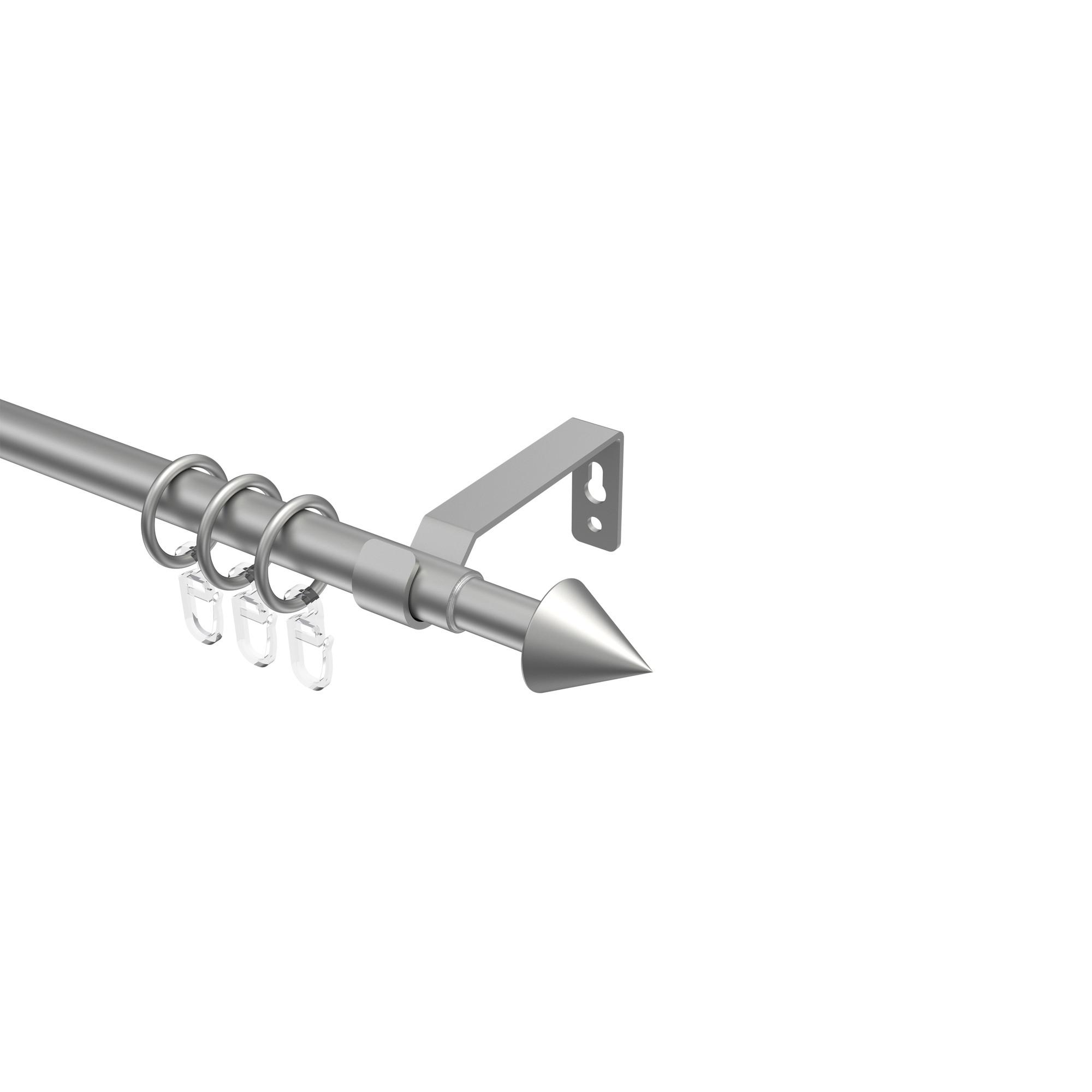 GARDINENSTANGE / TELESKOPSTANGE Hera Cone 160-300 cm, 1-läufig, 16/13 mm Ø Silbergrau - Silberfarben/Alufarben, Kunststoff/Metall (300cm) - INTERDECO