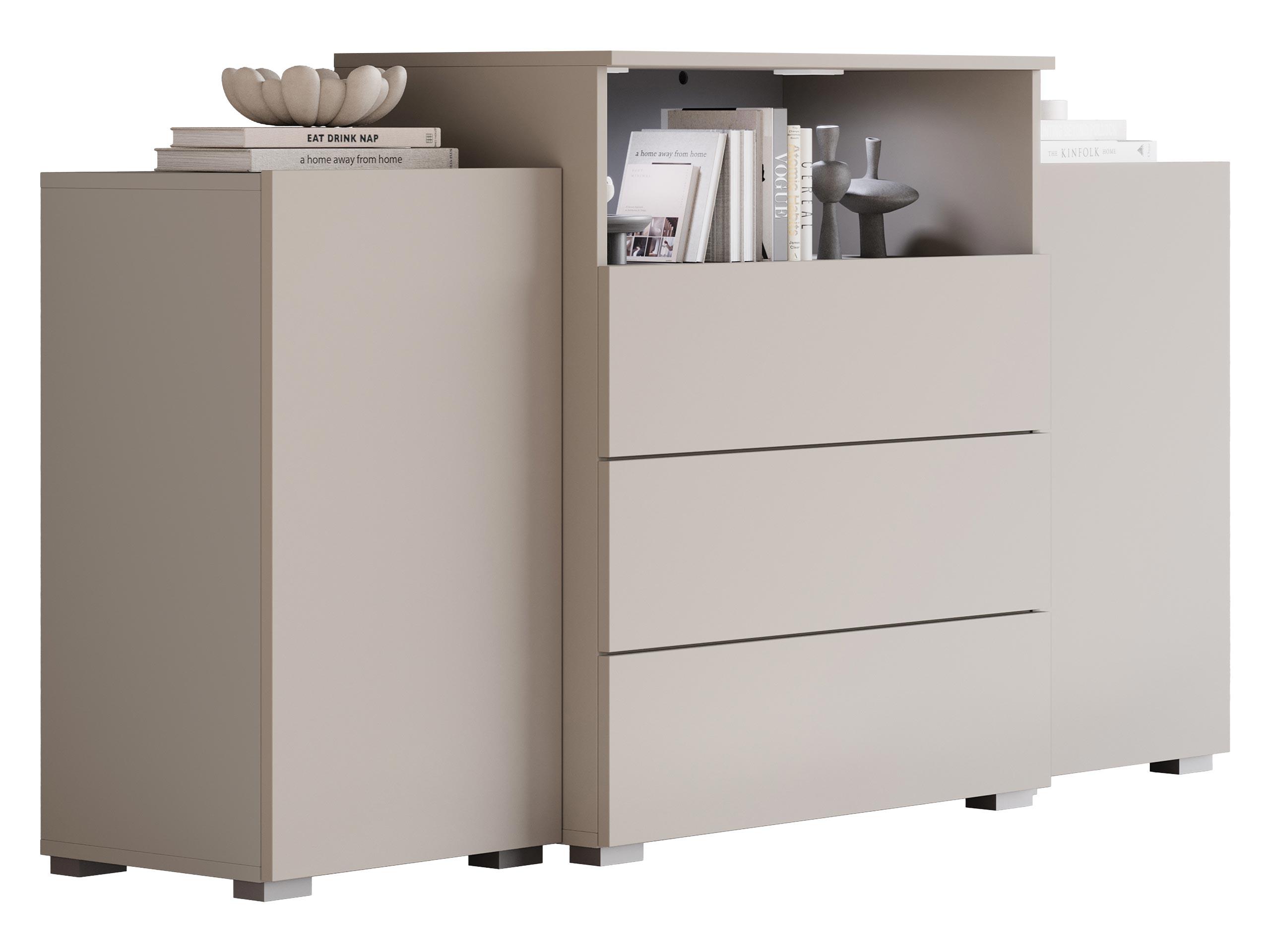 SIDEBOARD Urban III - weißer LED Beleuchtung - Kaschmir/Alufarben, Holzwerkstoff/Kunststoff (150/81/39cm) - MIRJAN24