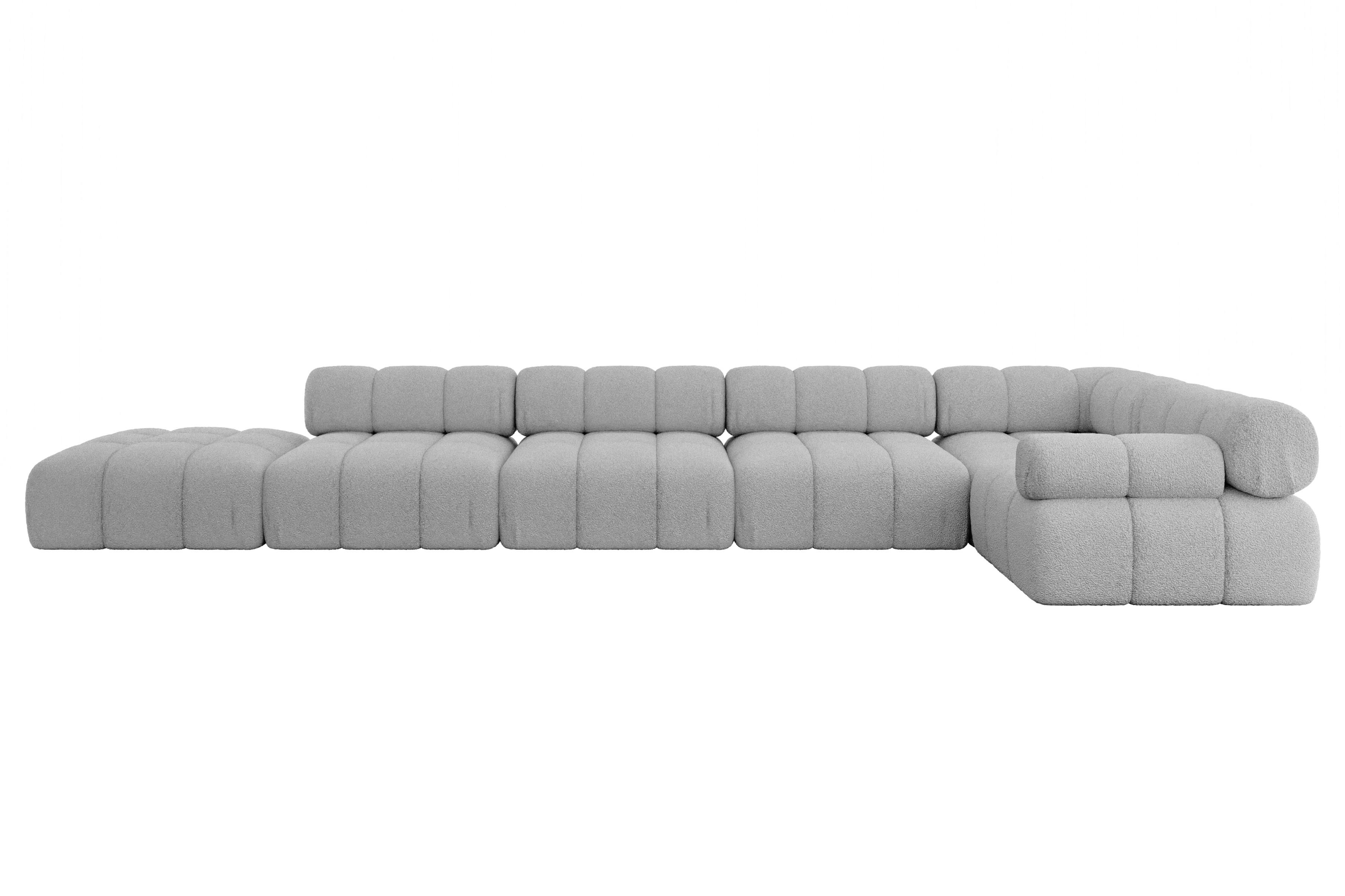 ECKSOFA modulares Sofa Felto-L3 - 475x190x70 cm Hellgrau Bouclé - Hellgrau, Holzwerkstoff/Textil (475/190cm) - ALTDECOR