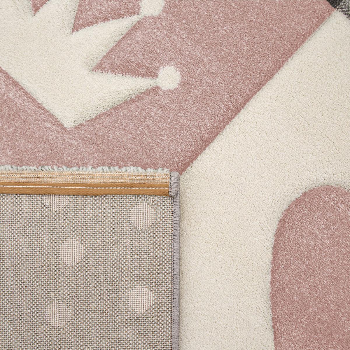 KINDERTEPPICH, mit Herz-Kronen-Patchwork, Rosa, 120 x 170 cm - Rosa, Textil (170/120cm) - KADIMA DESIGN