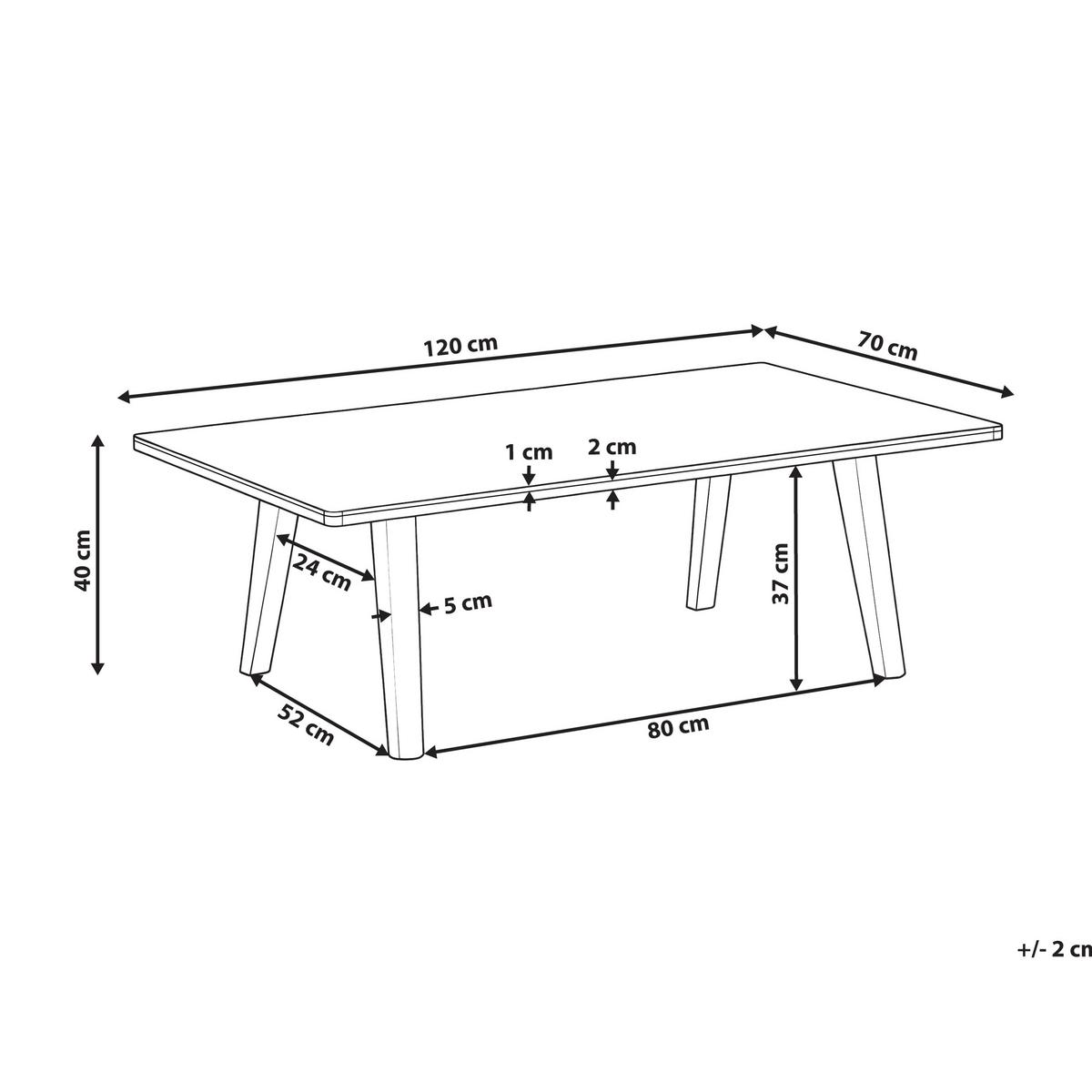 COUCHTISCH Weißer Marmor Walker - Hellbraun/Braun, Holz (120/70/40cm) - Beliani