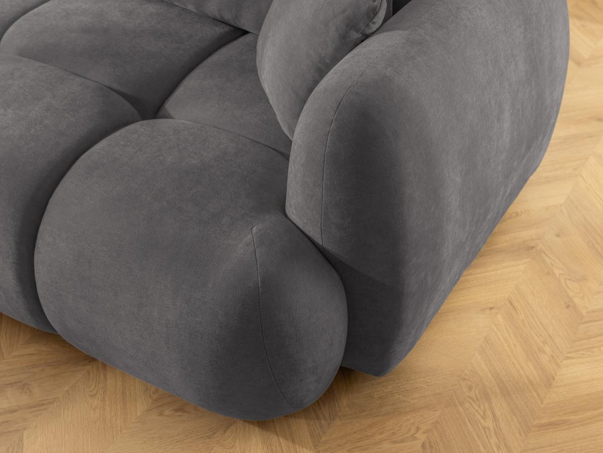 ECKSOFA Loretto aus natürlichem Taupe Webstoff mit Schlaffunktion, Bettkasten und tiefen Steppungen in Bubble-Optik - Taupe/Schwarz, Holz/Kunststoff (180/275cm) - S-Style