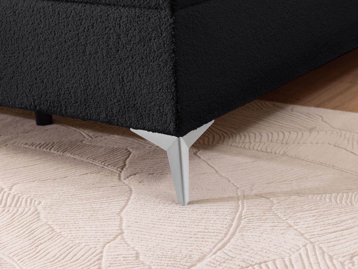 BOXBETT Sonna 200/200 cm Schwarz Bouclé-Stoff mit abgerundetem Kopfteil und mit silbernen Metallfüßen - Silberfarben/Schwarz, Holz/Textil (200/200cm) - S-Style
