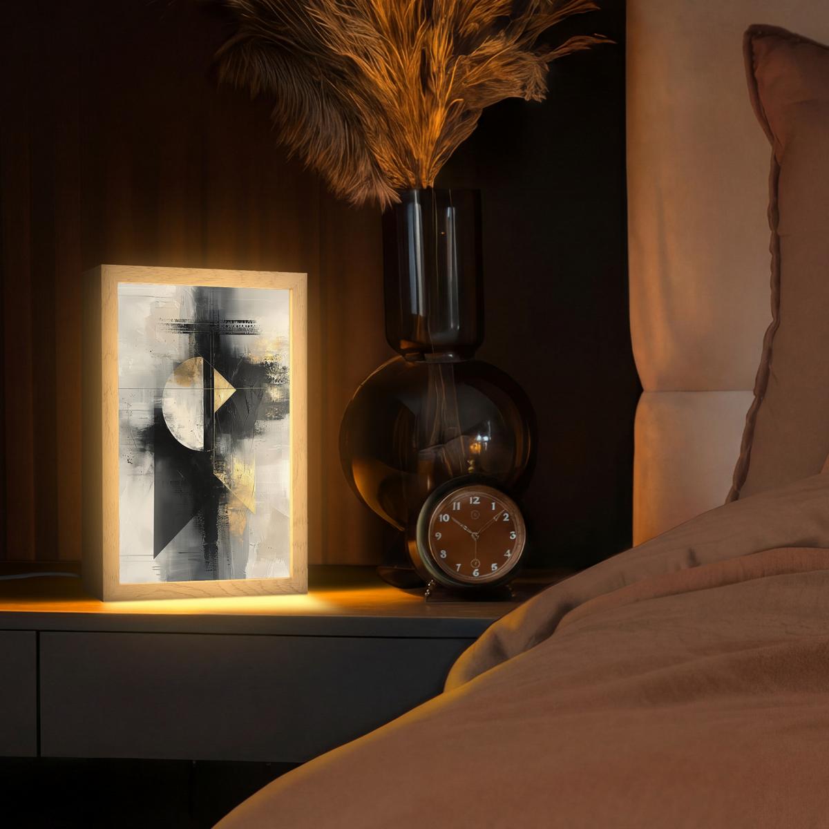 TISCHLEUCHTE Abstrakt - Schwarz - Farbe - Modern 20x30 cm - Birkefarben, Holzwerkstoff (8/20/30cm) - OnlyWow
