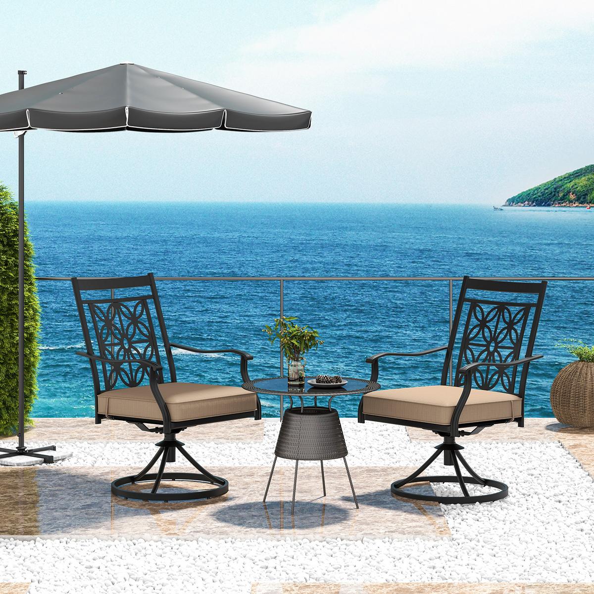 DREHSESSEL Schwarz(2er-Set) - Schwarz, Metall (70/92/60cm) - COSTWAY