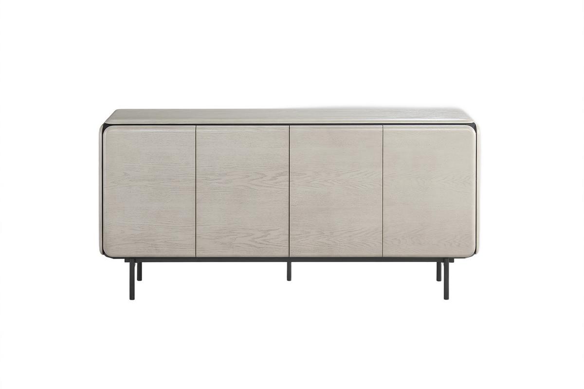 SIDEBOARD AVRIL Grau Eiche - Schwarz/Grau, Holzwerkstoff/Metall (181/87/40cm) - KAWOLA