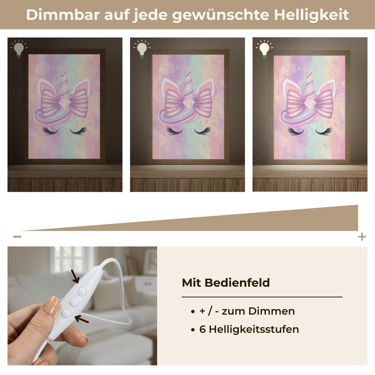 WANDLEUCHTE Einhorn - Glitzer - Regenbogen - Pastell 20x30 cm - Hellrosa, Holzwerkstoff (20/30/8cm) - OnlyWow