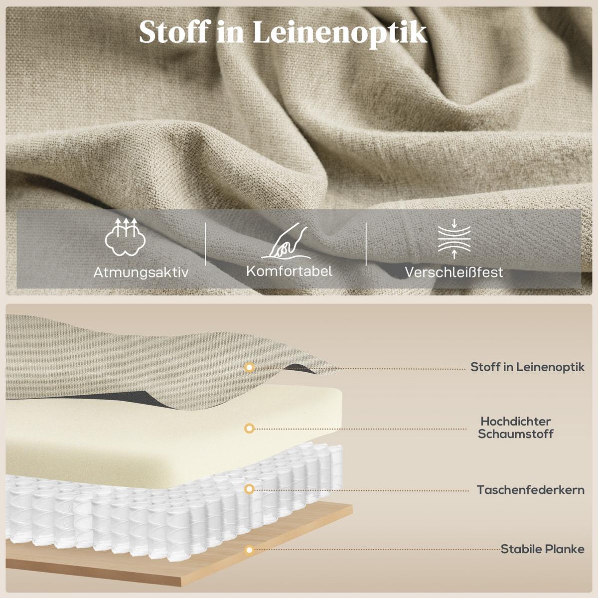 RELAXSESSEL Polyester Metall Beige - Beige/Schwarz, Textil/Metall (87/108/87.5cm) - HOMCOM