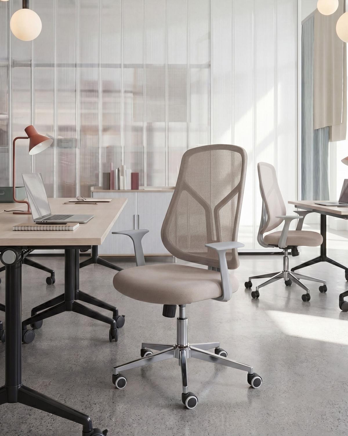 BÜROSTUHL Beige Nuviner - Beige, Textil (60/109/60cm) - Beliani