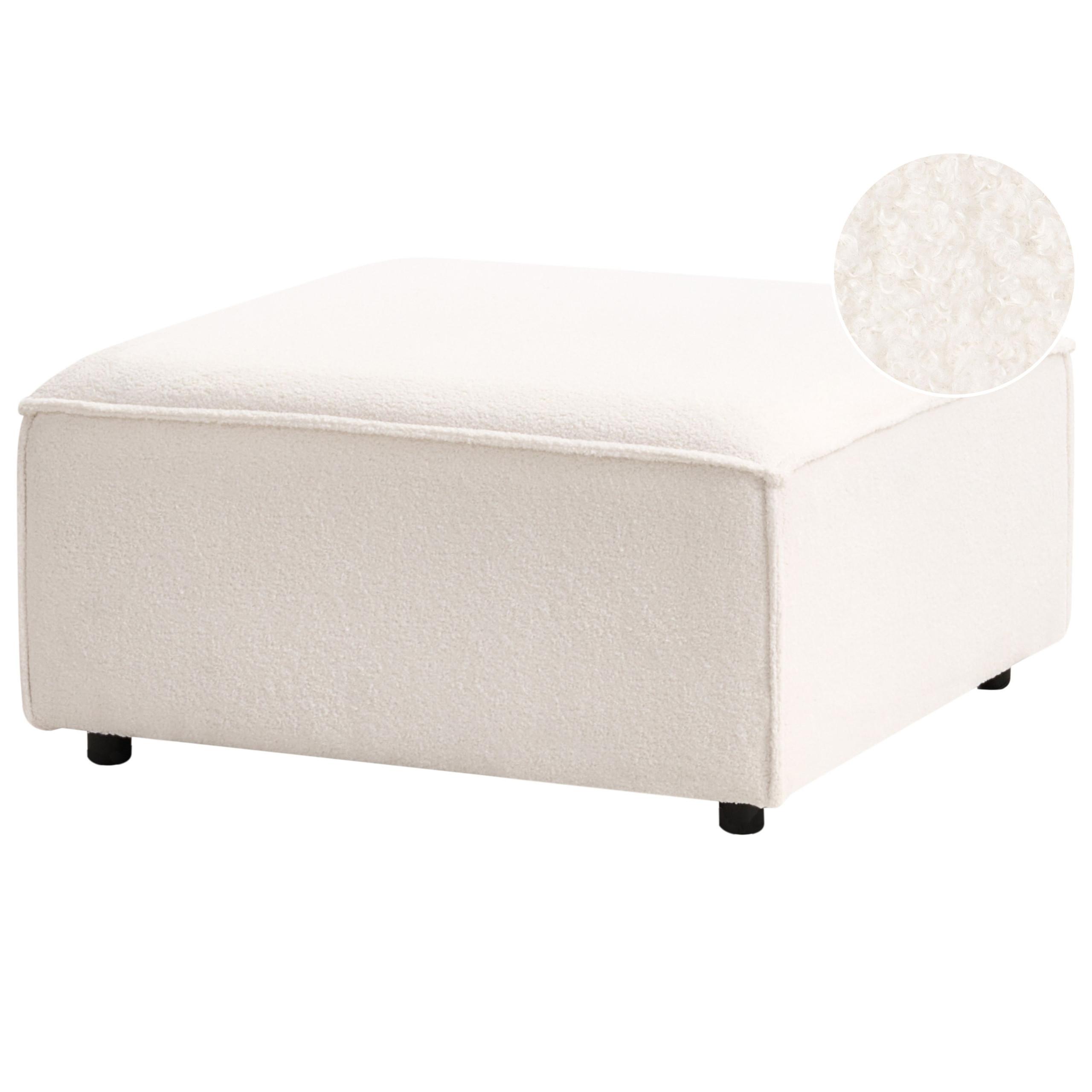 OTTOMANE Bouclé Cremeweiß Ardal - Creme/Schwarz, Textil (88/43/88cm) - Beliani