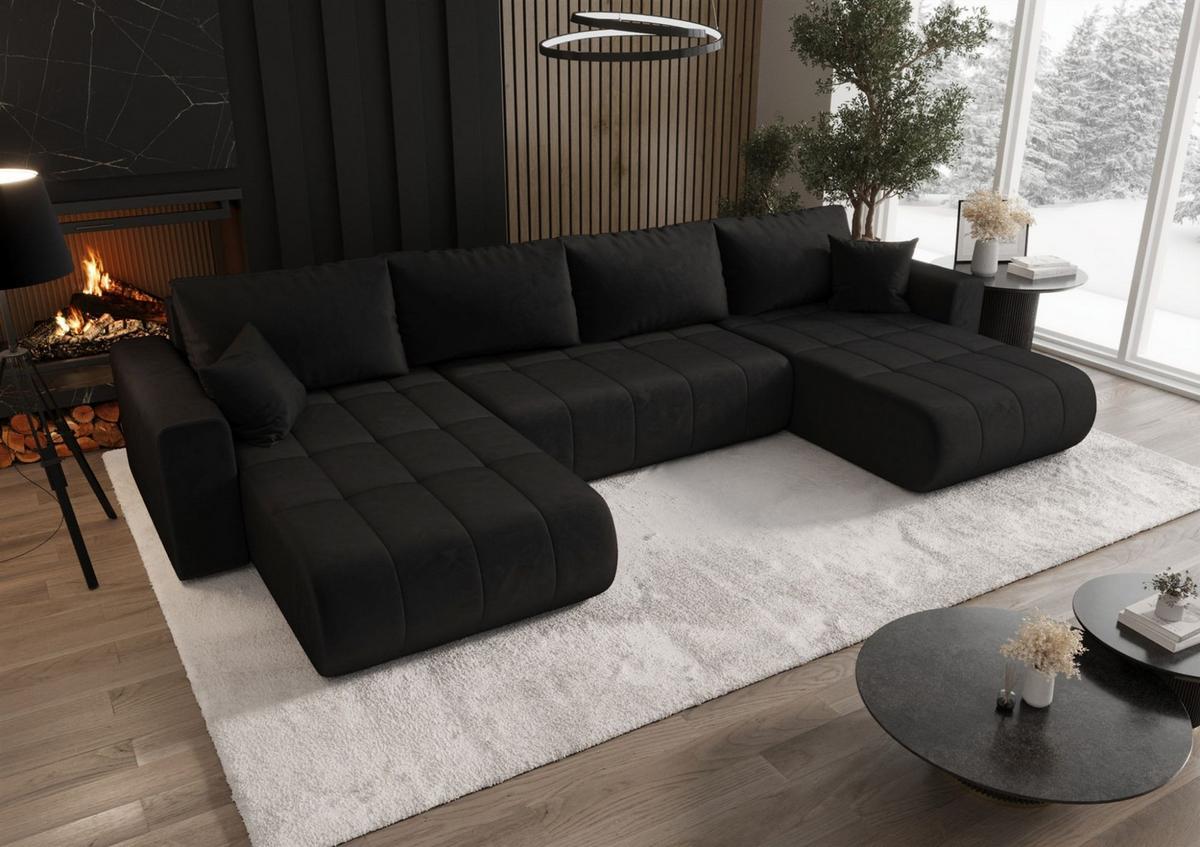 WOHNLANDSCHAFT Camila In Monolith - Anthrazit, Holzwerkstoff/Textil (384/85/175cm) - Fun Möbel
