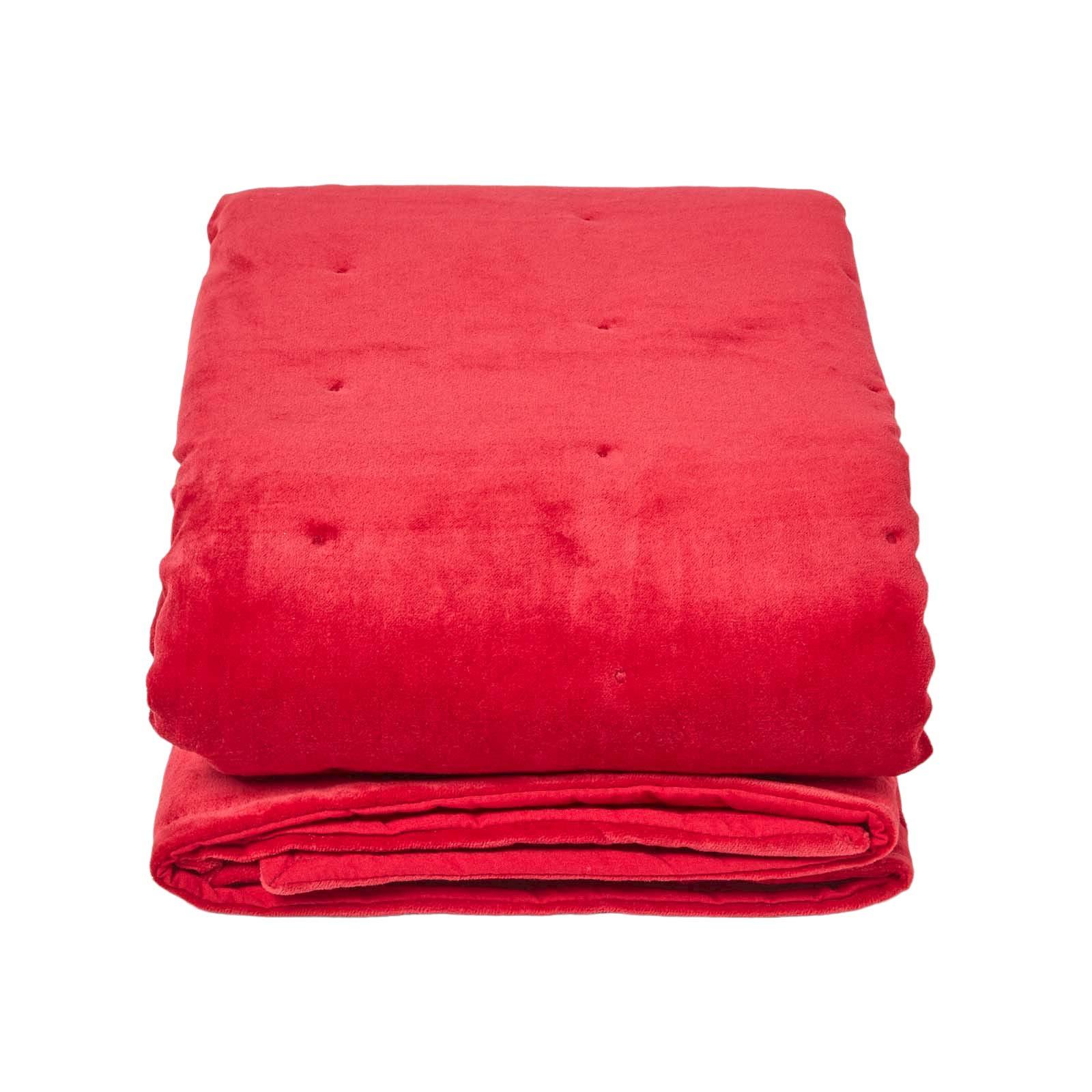 SAMT-KUSCHELDECKE 150/200 cm, Baumwolle wattiert - Rot, Textil (150/200cm) - Homescapes