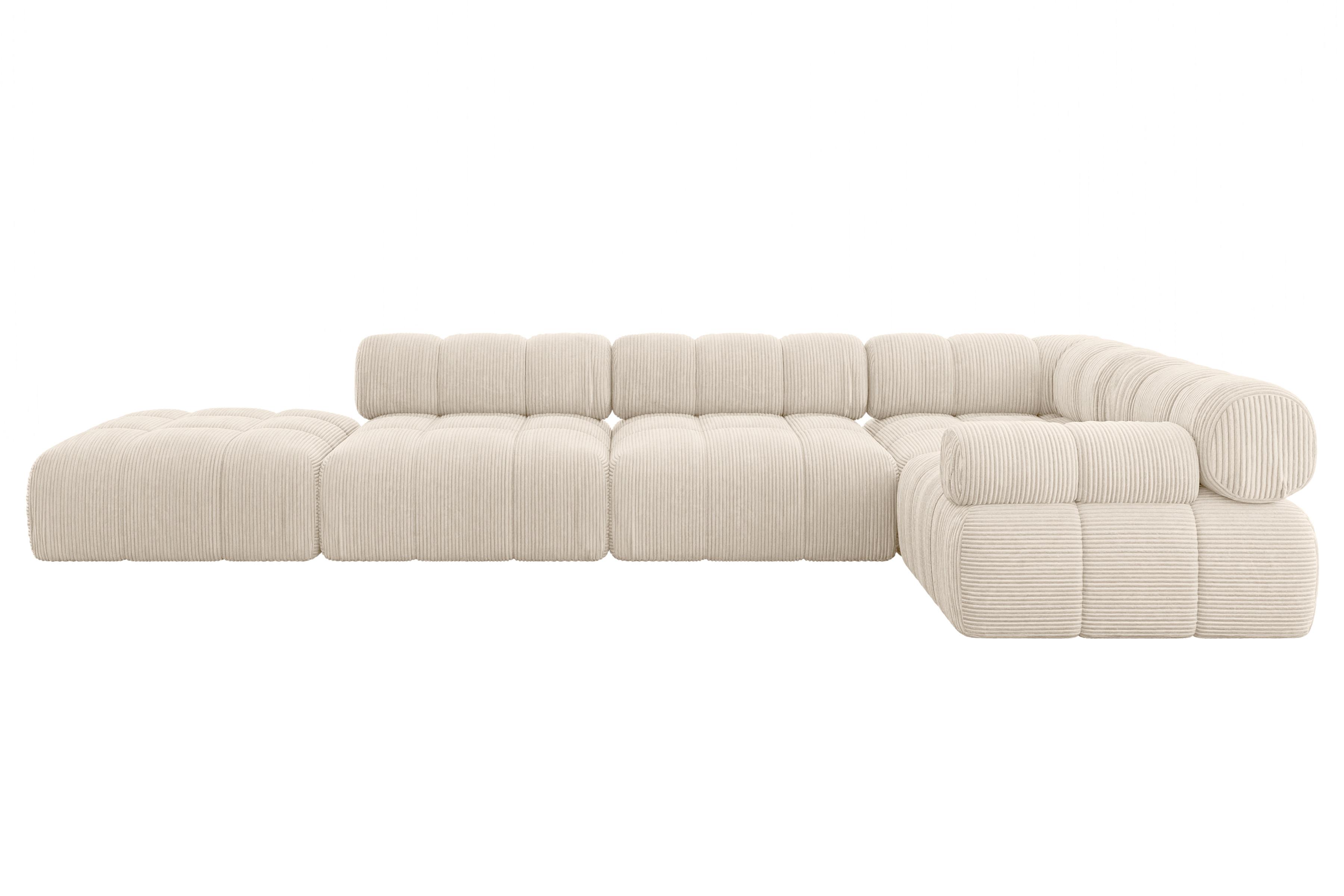 ECKSOFA modulares Sofa Felto-L2 - 380x190x70 cm Beige Cord - Beige, Holzwerkstoff/Textil (380/190cm) - ALTDECOR