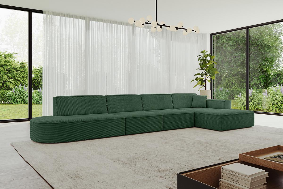 ECKSOFA Ottomane Rechts IREA-L3-v4 - 412x165x77 cm Grün - Currygelb, Holzwerkstoff/Textil (412/165cm) - ALTDECOR